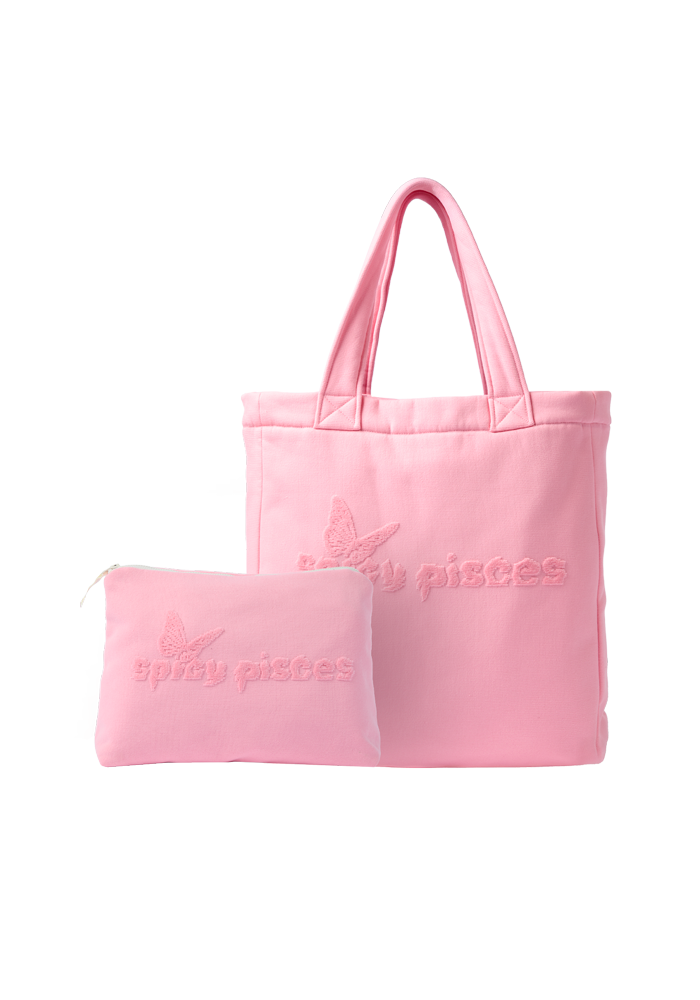 spicy pisces slowtide terry cloth tote bag + pouch bundle - Olivia