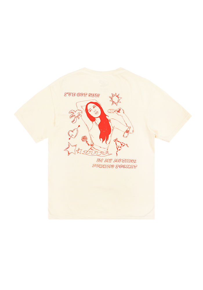 ivory oversized sun in my mother fucking pocket t-shirt