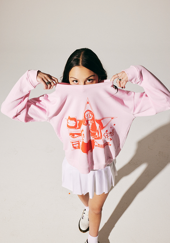 Olivia in GUTS world tour crewneck pullover in pink