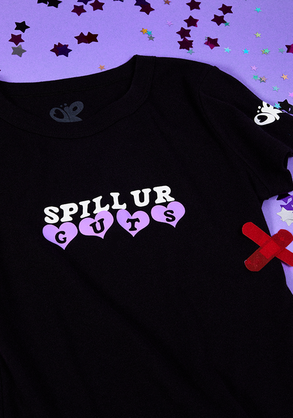 spill ur GUTS crop t-shirt in black