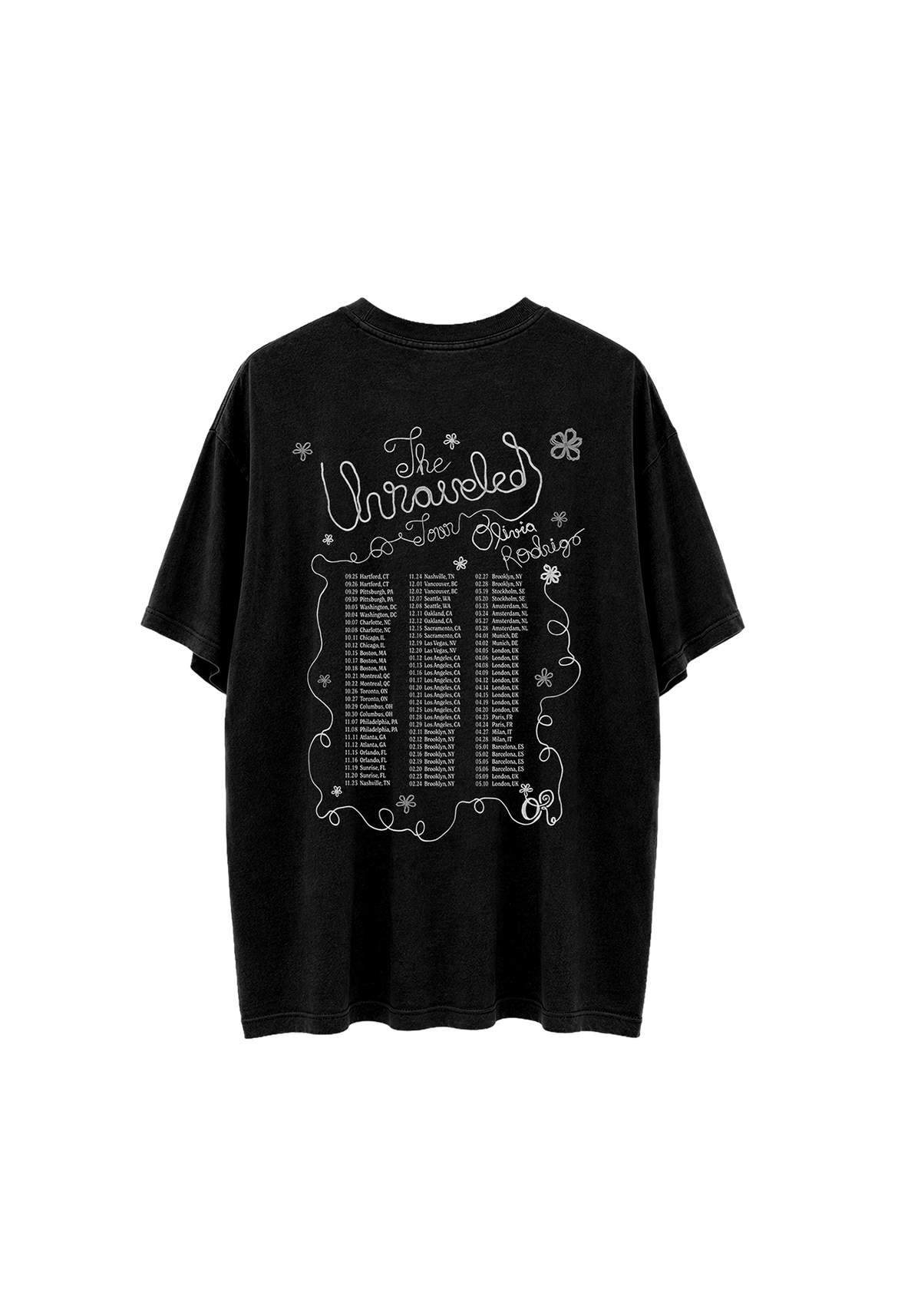 unraveled dandelion tour t-shirt back