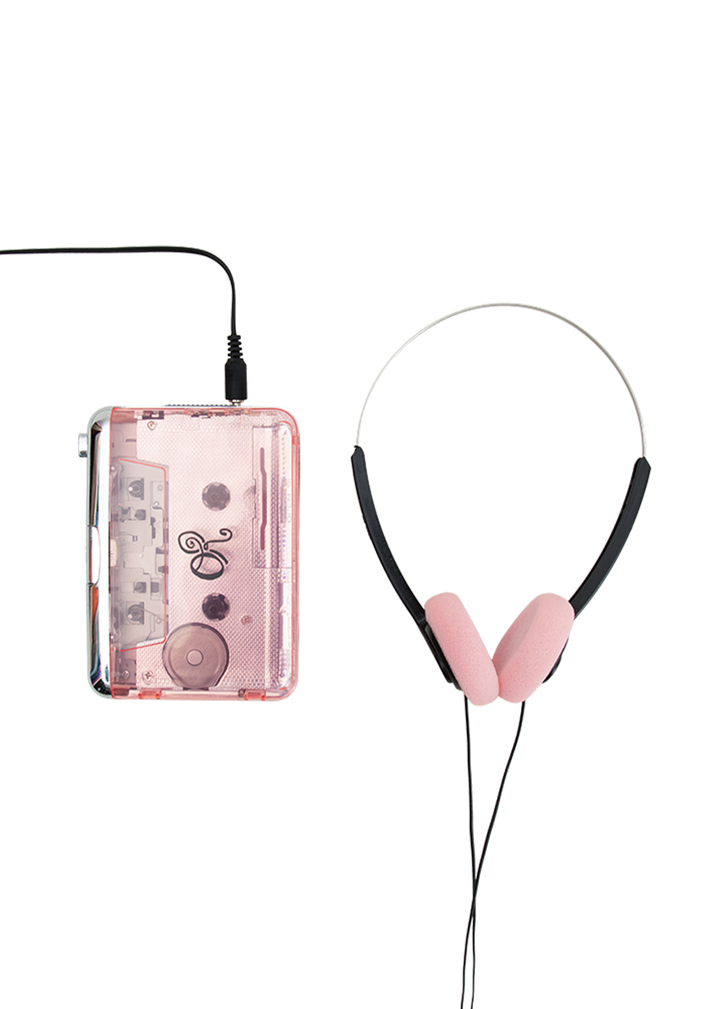 logo portable cassette player and headphones set 