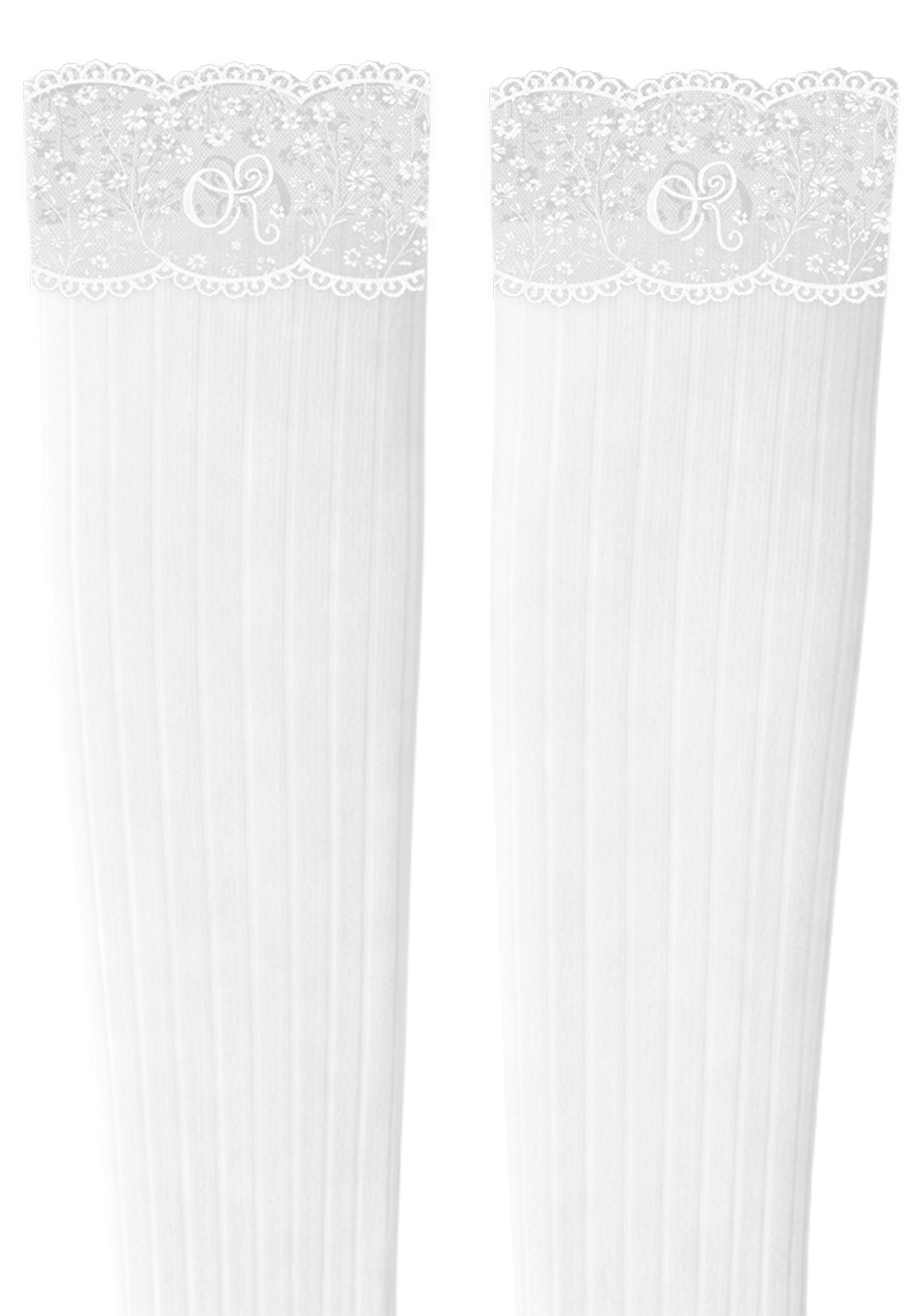 logo lace top knee high sock white detail