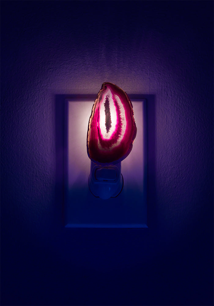 purple agate night light on