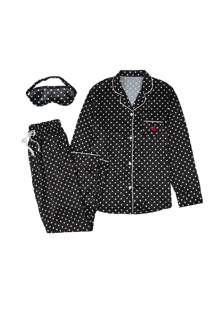 black polka dot OR pajama + sleepmask set