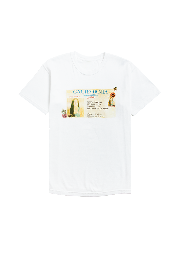 driver's license t-shirt in white