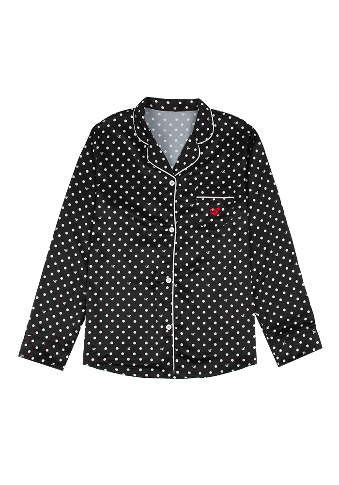 black polka dot OR pajama + sleepmask set top