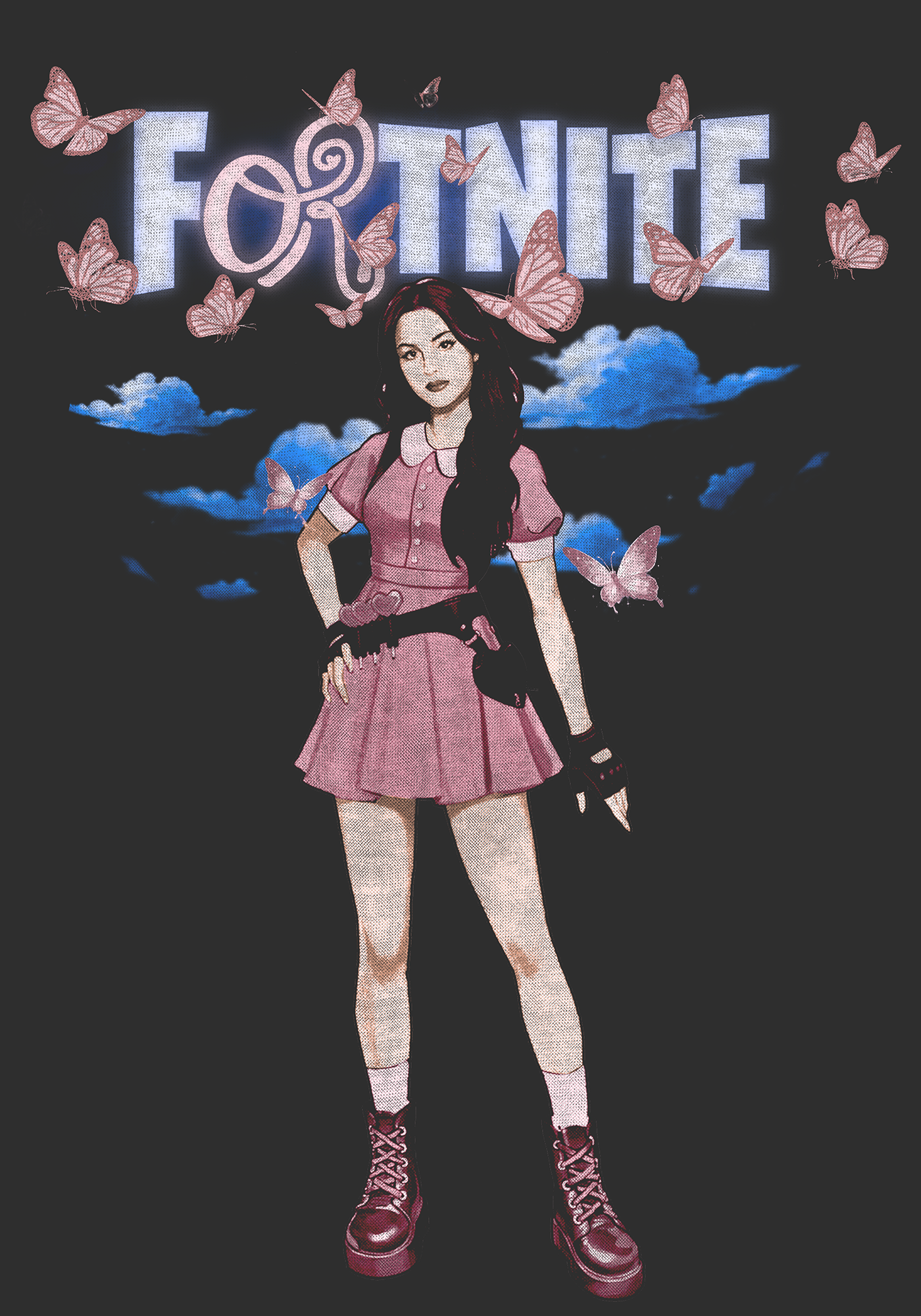 olivia rodrigo x Fortnite t-shirt detail