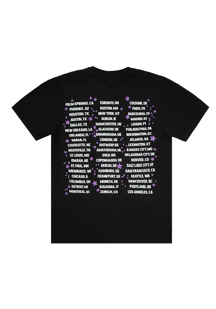 オリヴィアロドリゴ gutsワールドツアー Tシャツ GUTS world tour admat dateback t-shirt in black - Olivia