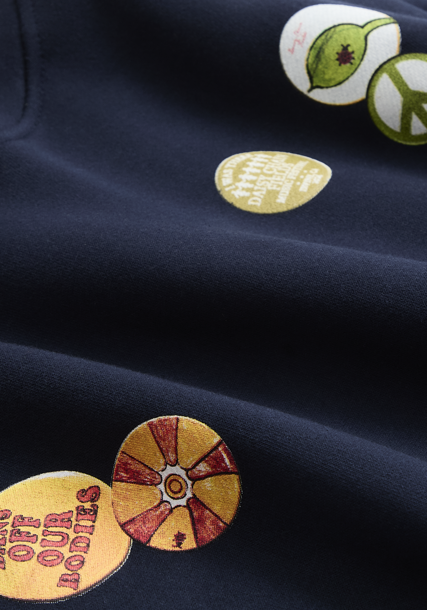 Daisy Chain Fields Pins Pullover Hoodie front detail