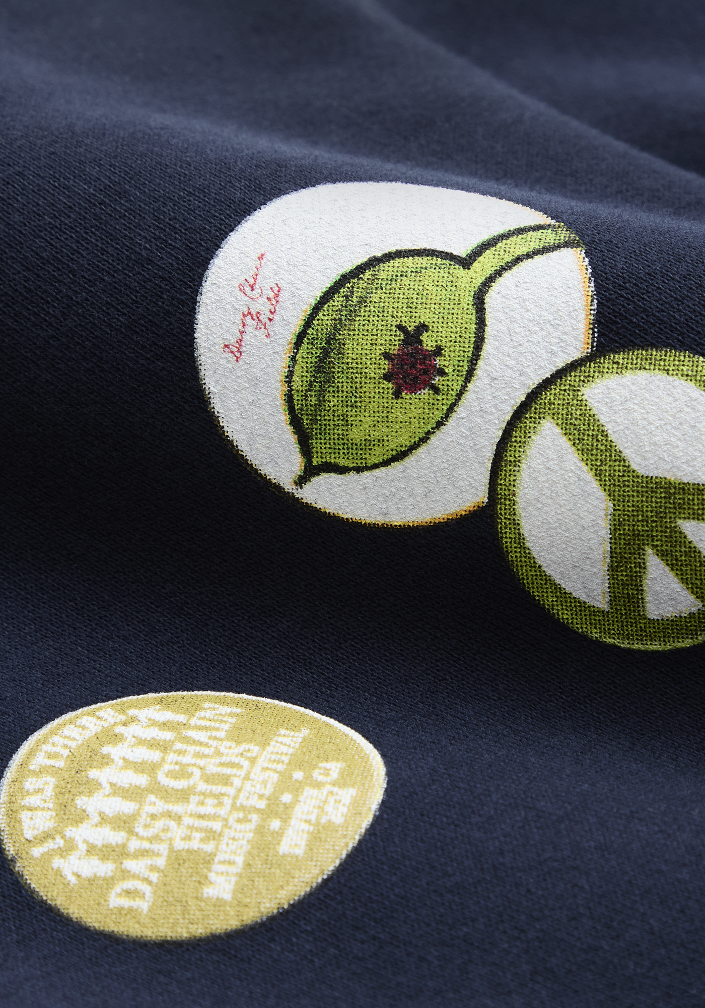 Daisy Chain Fields Pins Pullover Hoodie pin print detail