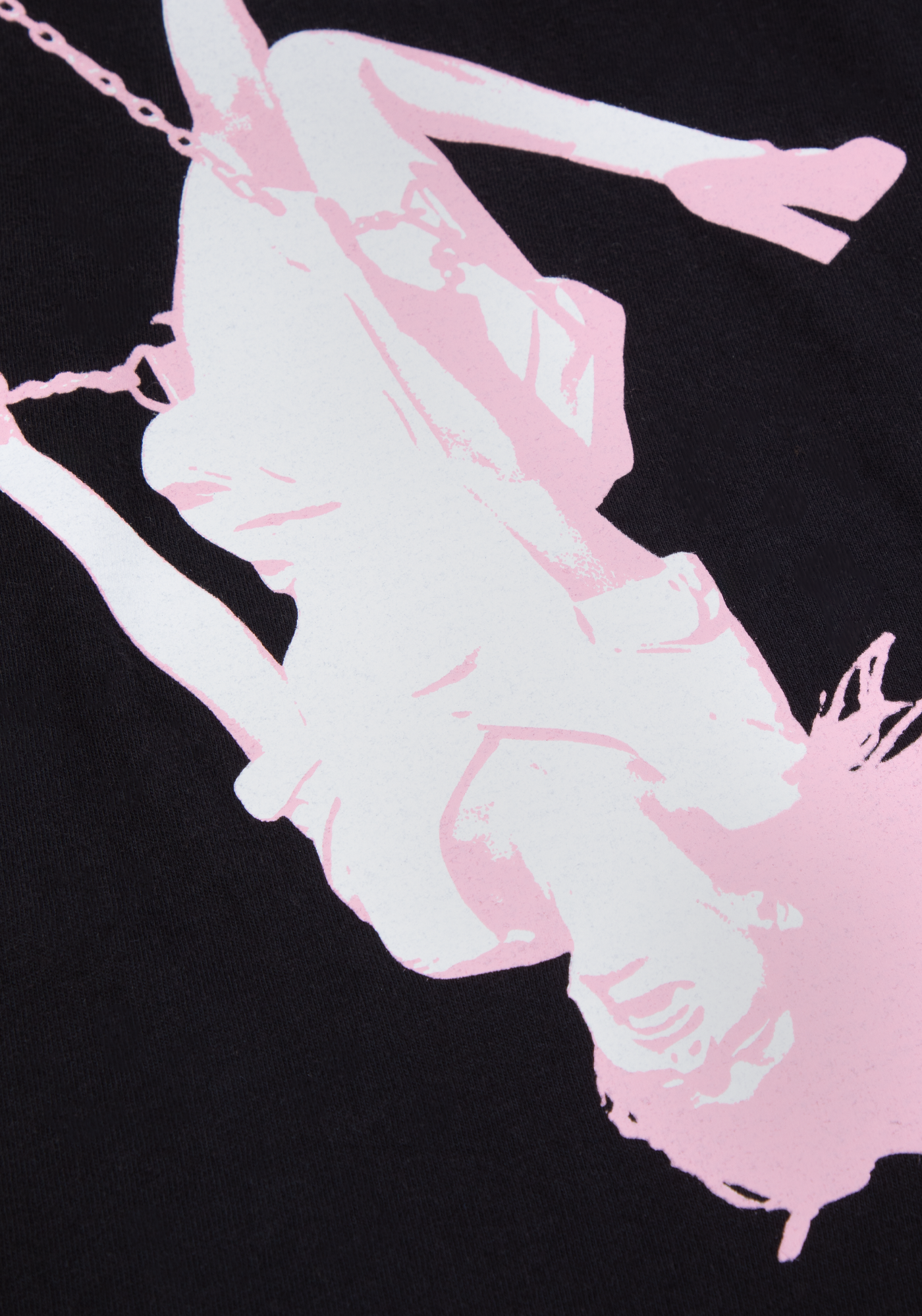 swing embroidered oversized black t-shirt front detail