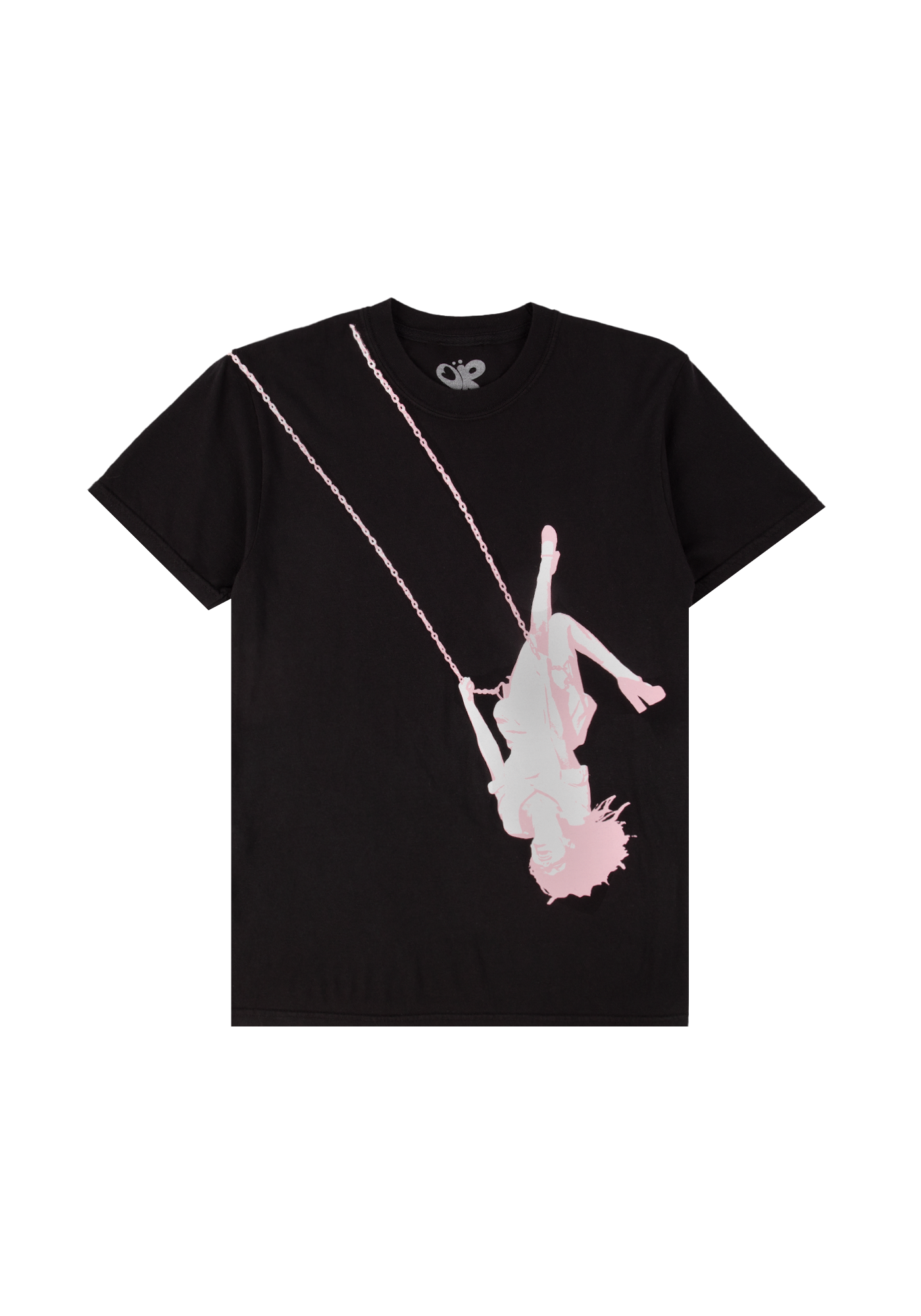 swing embroidered oversized black t-shirt front