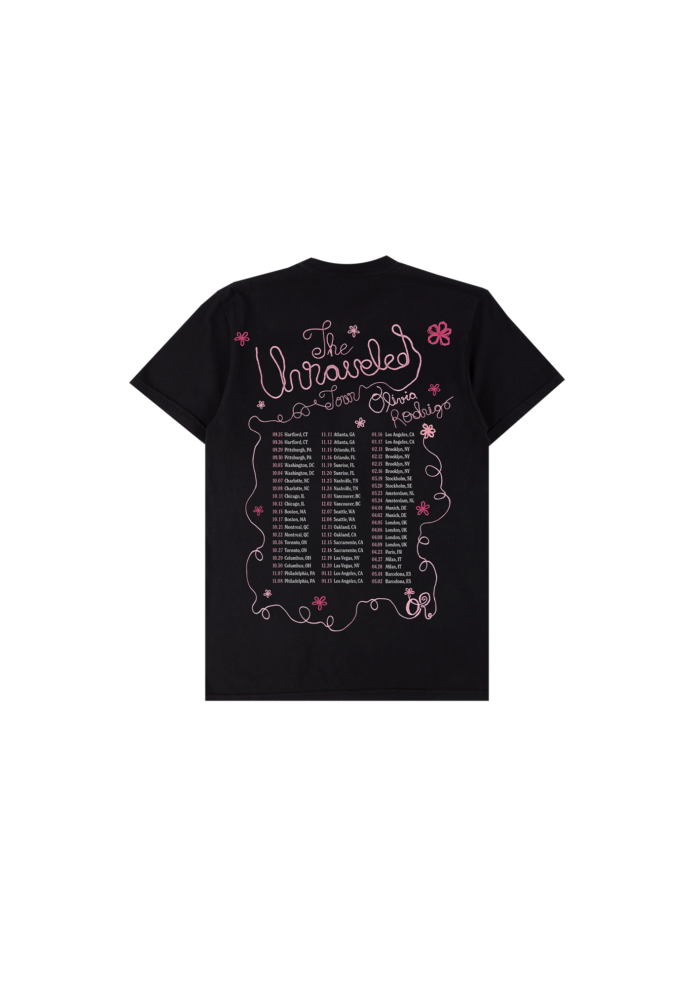 the unraveled tour youth t-shirt back