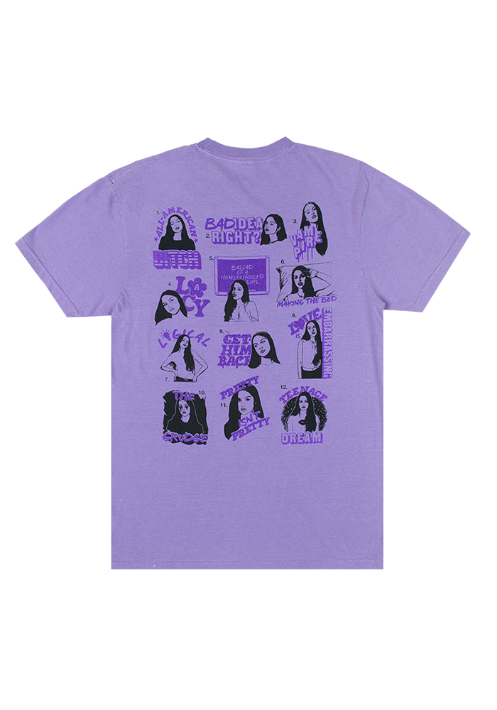 GUTS world tour tracklist t-shirt in purple back