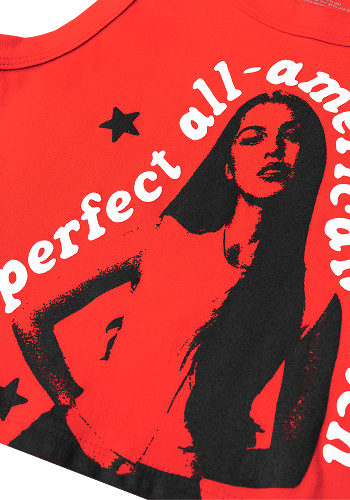 perfect all-american bitch crop tank in red detail