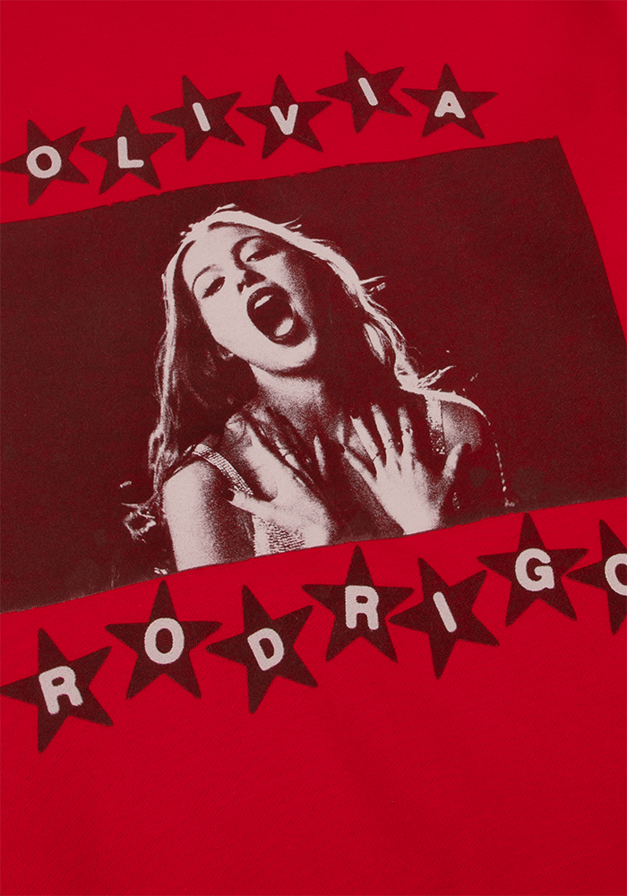 all-american red photo crewneck detail