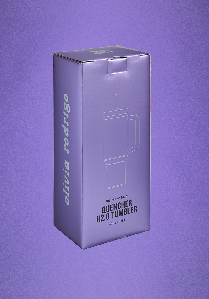 Stanley x Olivia Rodrigo Quencher H2.O FlowState™ Tumbler | 40 OZ Back of Box