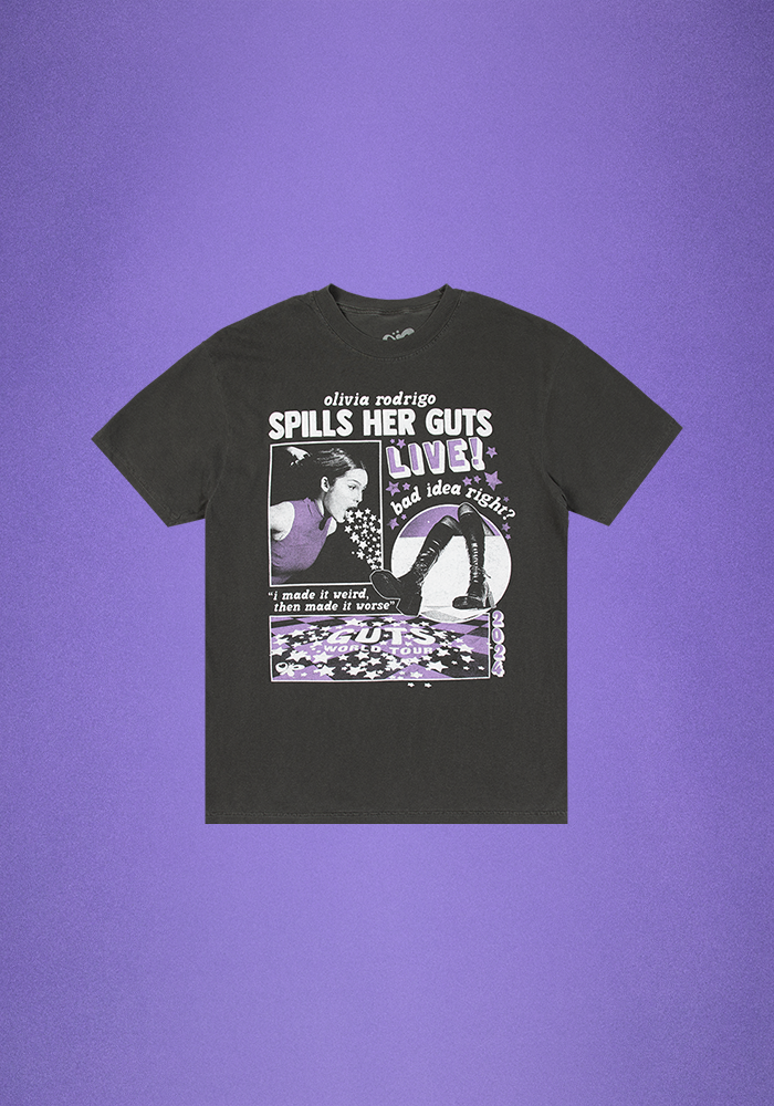 OR spills her GUTS live t-shirt in pepper