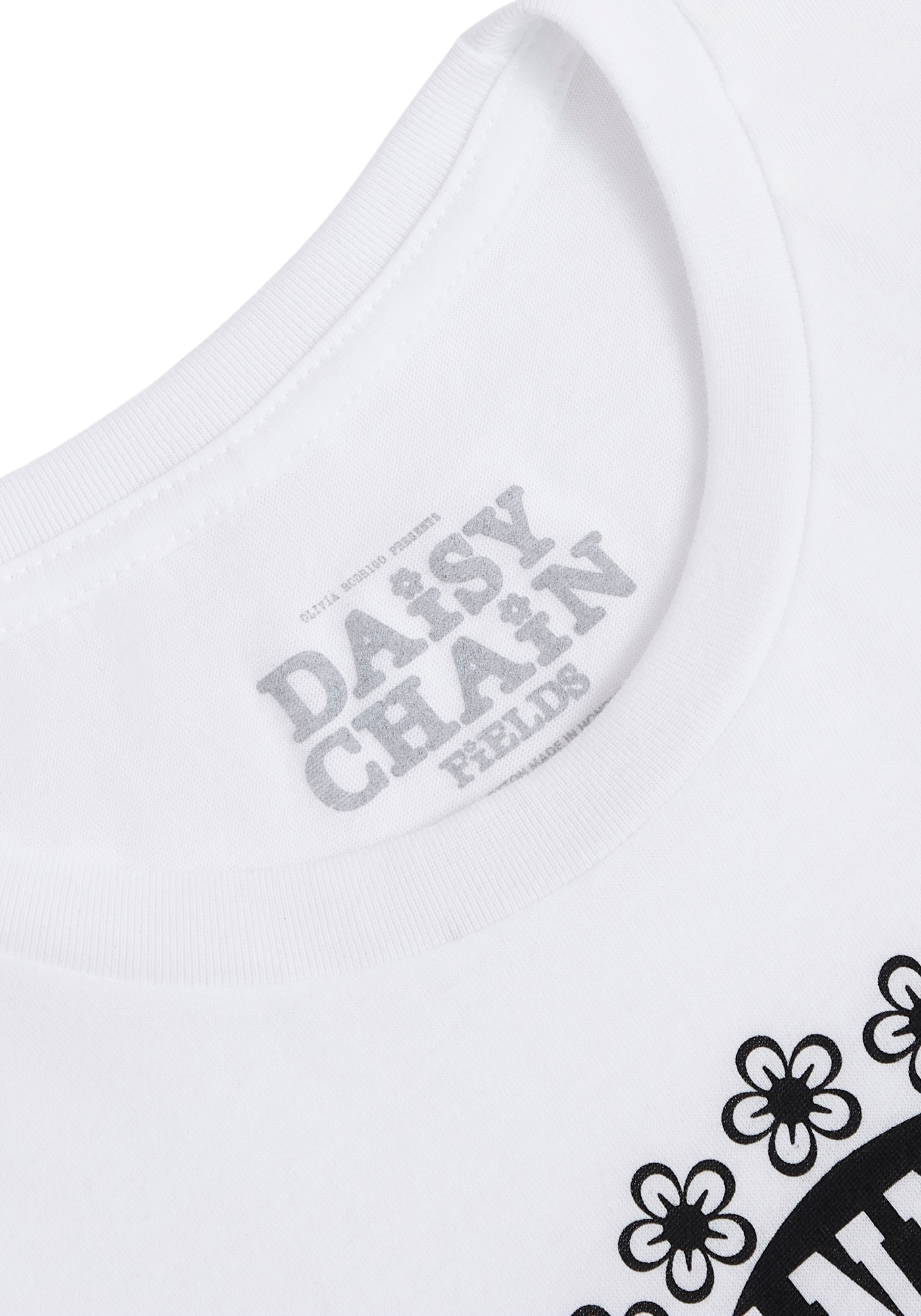 Daisy Chain Fields Anna Sui Baby Tee neck detail