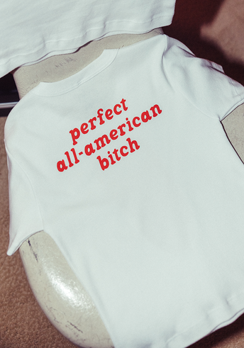 perfect all-american bitch crop t-shirt lay flat